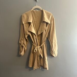Tan Wrap Jacket with Belt